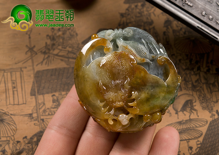 糯冰种褐黄翡缅甸翡翠A货代代有福挂件