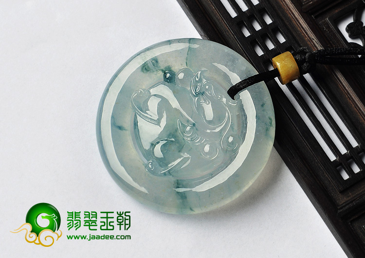 冰种飘花缅甸翡翠A货仿古龙挂件