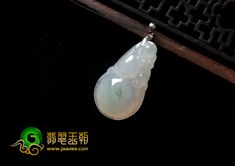 冰种飘花缅甸翡翠A货福禄寿挂件