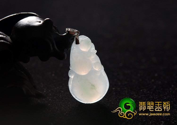 冰种飘花缅甸翡翠A货福禄寿挂件