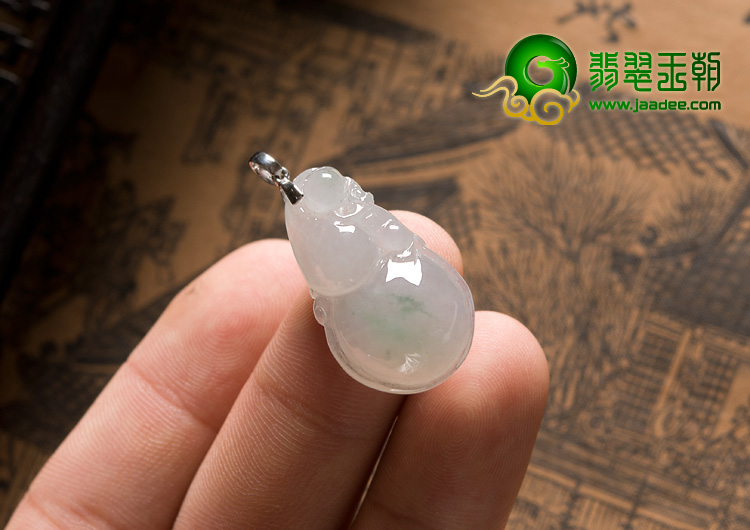 冰种飘花缅甸翡翠A货福禄寿挂件