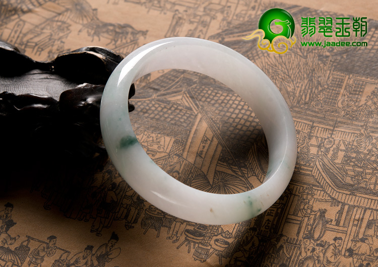 糯冰种飘花缅甸翡翠A货手镯（55.6mm）