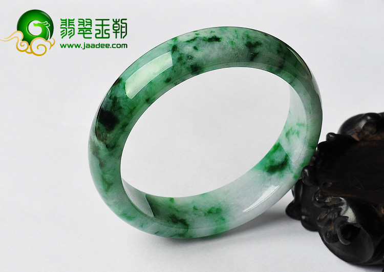 糯冰种飘翠缅甸翡翠A货手镯（56.6mm）