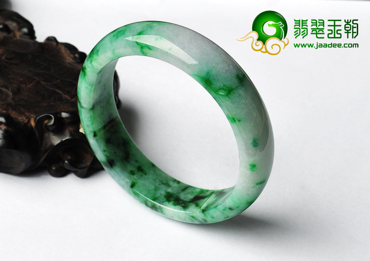 糯冰种飘翠缅甸翡翠A货手镯（56.6mm）