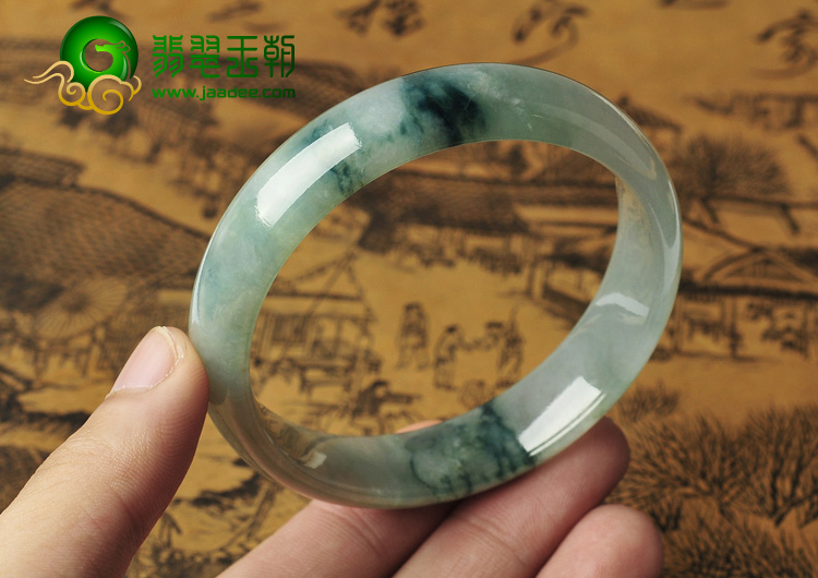 冰种飘花缅甸翡翠A货手镯（56.7mm）