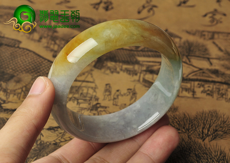 糯冰种黄翡缅甸翡翠A货手镯（57.6mm）