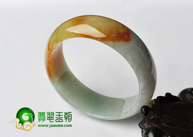 糯冰种黄翡缅甸翡翠A货手镯（56.9mm）