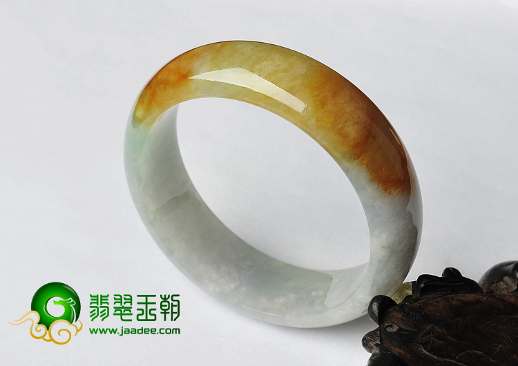 糯冰种黄翡缅甸翡翠A货手镯（57.7mm）