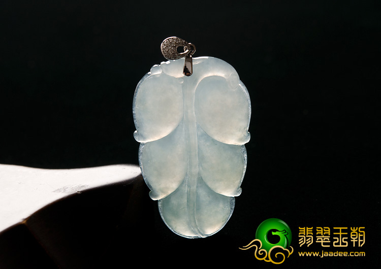 冰种略飘花缅甸翡翠A货叶子挂件