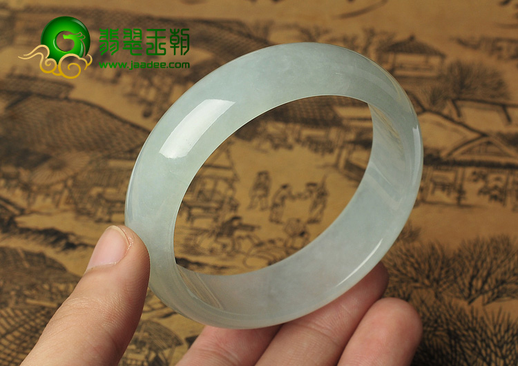 冰种淡晴水缅甸翡翠A货手镯（57.4mm）