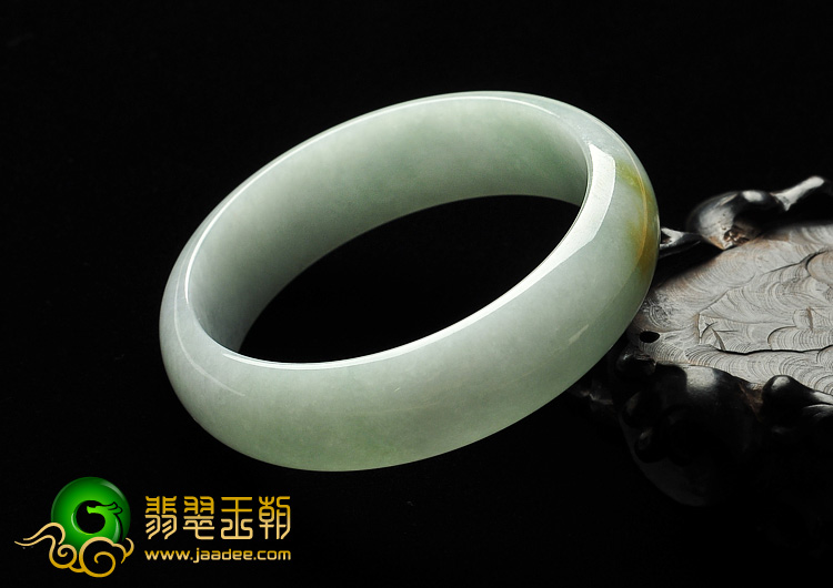 糯冰种飘黄翡缅甸翡翠A货手镯（58mm）
