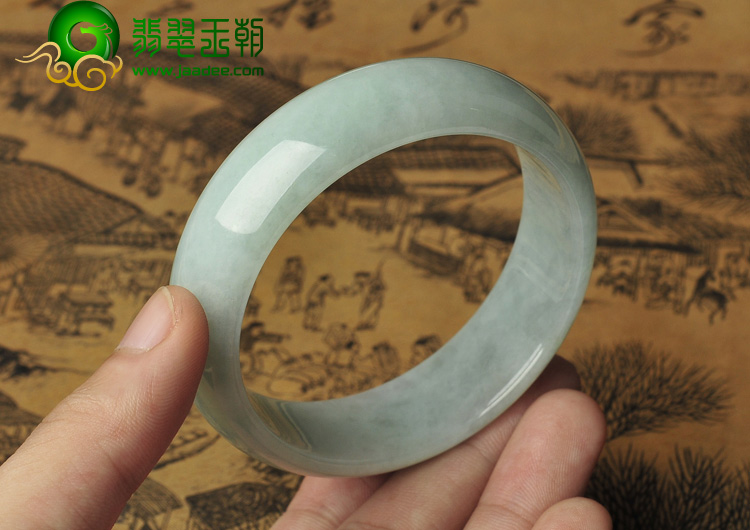 糯冰种飘黄翡缅甸翡翠A货手镯（59mm）