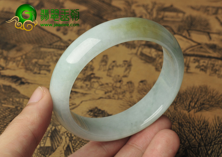 糯冰种飘黄翡缅甸翡翠A货手镯（59mm）