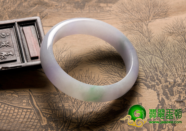 糯冰种春带彩缅甸翡翠A货手镯（53.4mm）