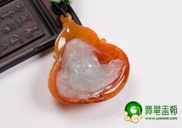糯冰种红黄翡缅甸翡翠A货福禄寿星挂件