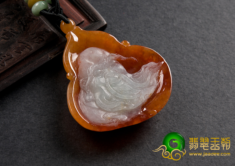 糯冰种红黄翡缅甸翡翠A货福禄寿星挂件