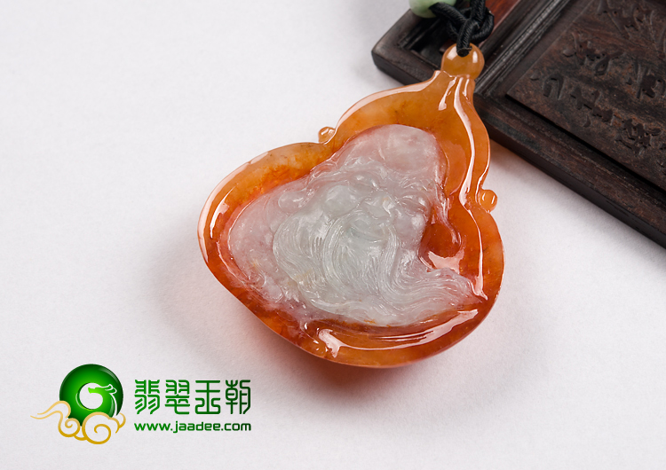 糯冰种红黄翡缅甸翡翠A货福禄寿星挂件