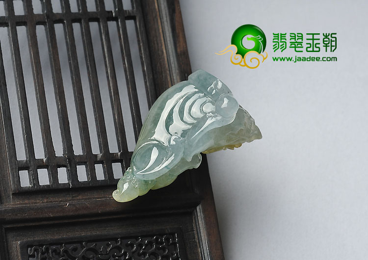冰种黄翡飘花缅甸翡翠A货貔貅挂件