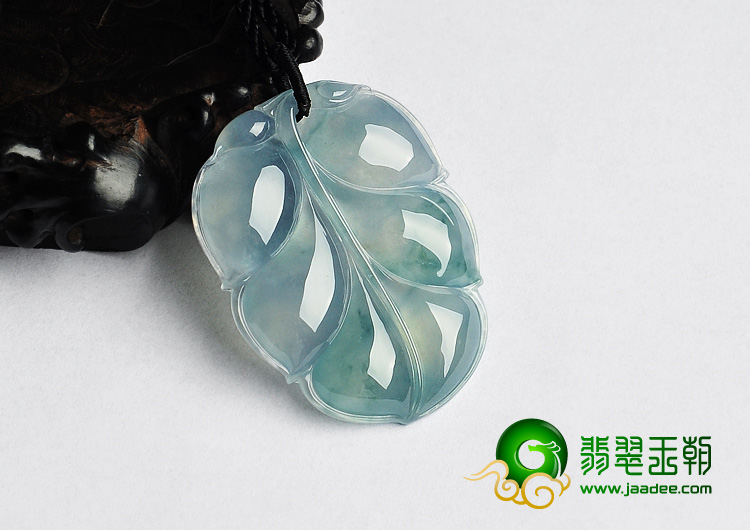 冰种飘花缅甸翡翠A货叶子挂件