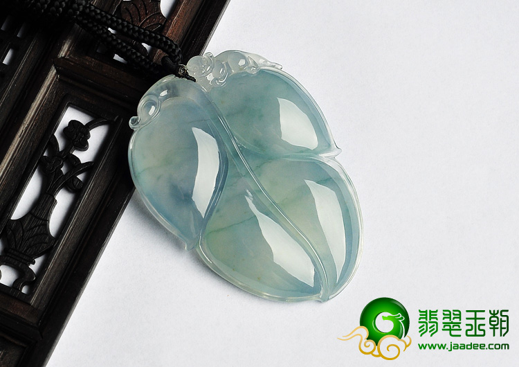 冰种飘花缅甸翡翠A货叶子挂件