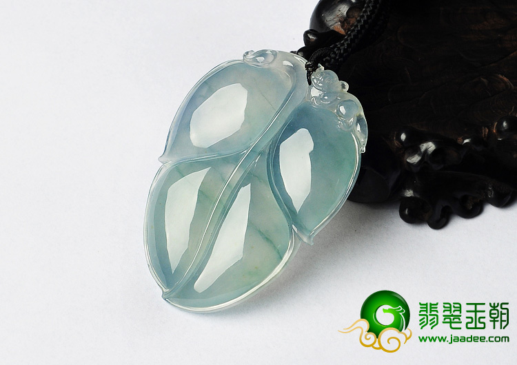 冰种飘花缅甸翡翠A货叶子挂件