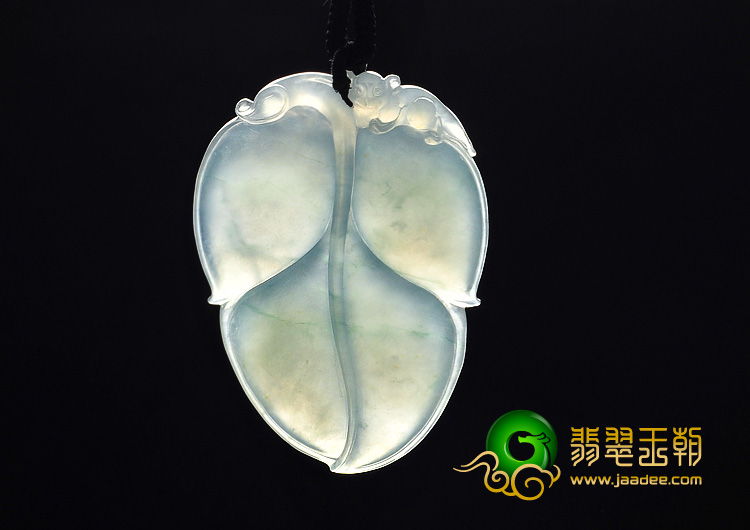 冰种飘花缅甸翡翠A货叶子挂件