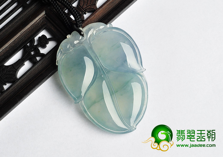 冰种飘花缅甸翡翠A货叶子挂件