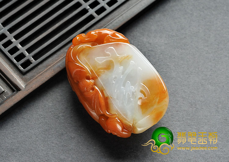 糯冰种红黄翡缅甸翡翠A货貔貅贺寿挂件