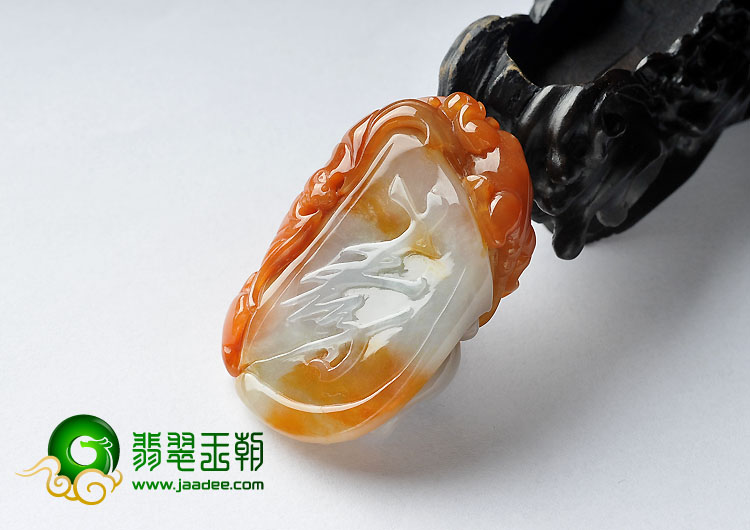 糯冰种红黄翡缅甸翡翠A货貔貅贺寿挂件