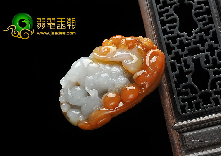 糯冰种红黄翡缅甸翡翠A货貔貅贺寿挂件