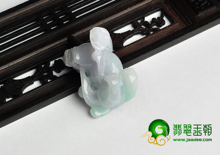 糯冰种白底青缅甸翡翠A货貔貅挂件