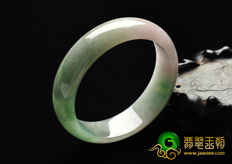 糯冰种淡春带彩缅甸翡翠A货手镯（57.3mm）