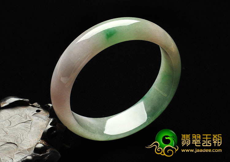 糯冰种淡春带彩缅甸翡翠A货手镯（57.3mm）