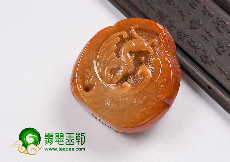 糯冰种红翡缅甸翡翠A货龙凤呈祥挂件