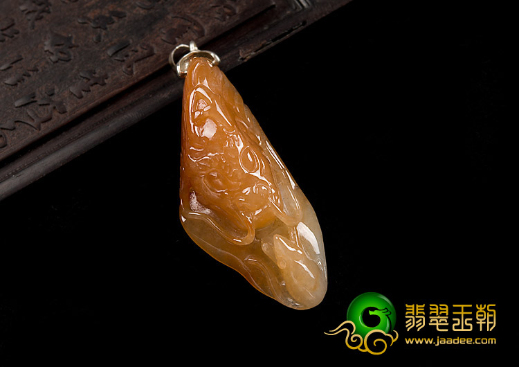 糯冰种黄翡缅甸翡翠A货望子成龙挂件