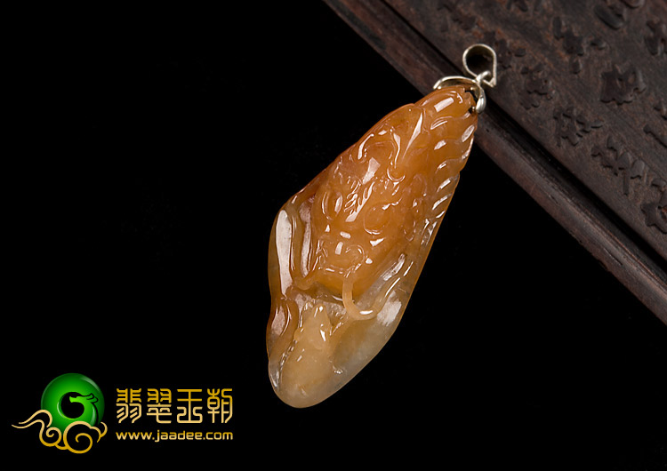 糯冰种黄翡缅甸翡翠A货望子成龙挂件