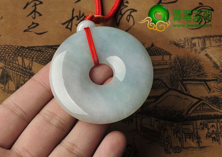 糯冰种淡晴水缅甸翡翠A货平安扣挂件
