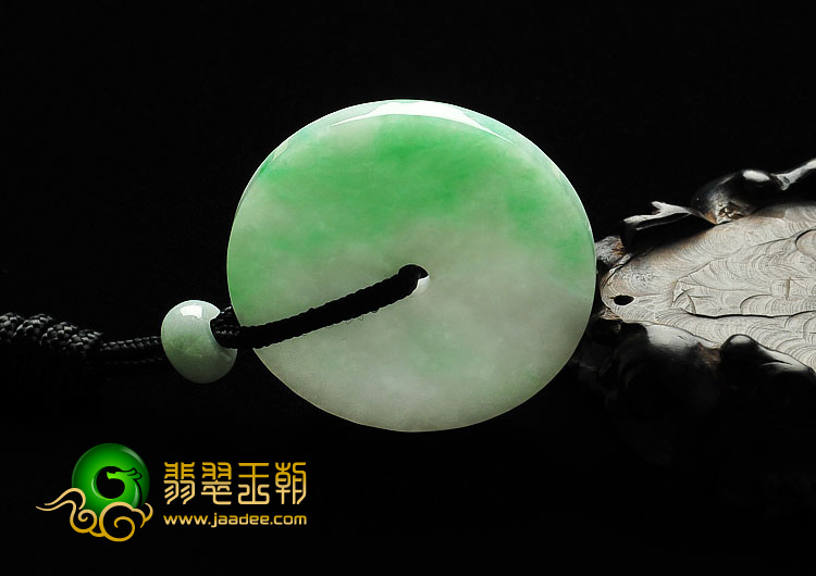 糯冰种飘翠缅甸翡翠A货平安扣挂件
