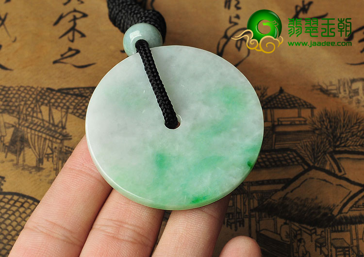 糯冰种飘翠缅甸翡翠A货平安扣挂件