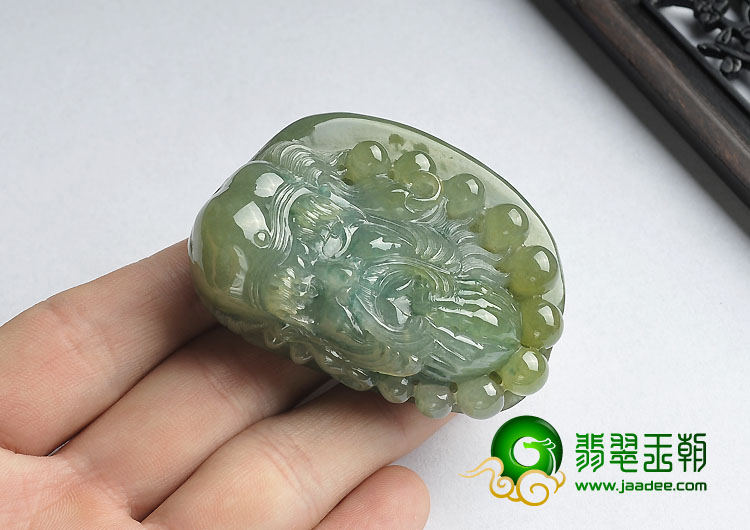 糯冰种黄翡晴水缅甸翡翠A货罗汉头挂件