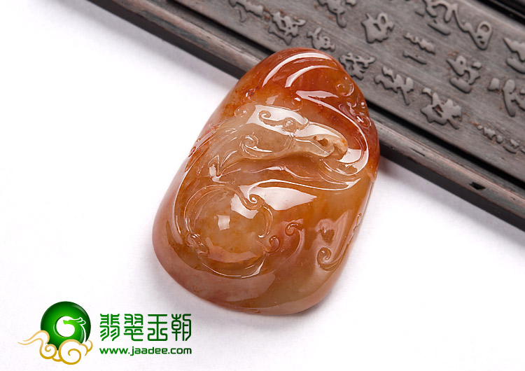 糯冰种红黄翡缅甸翡翠A货鹰头挂件