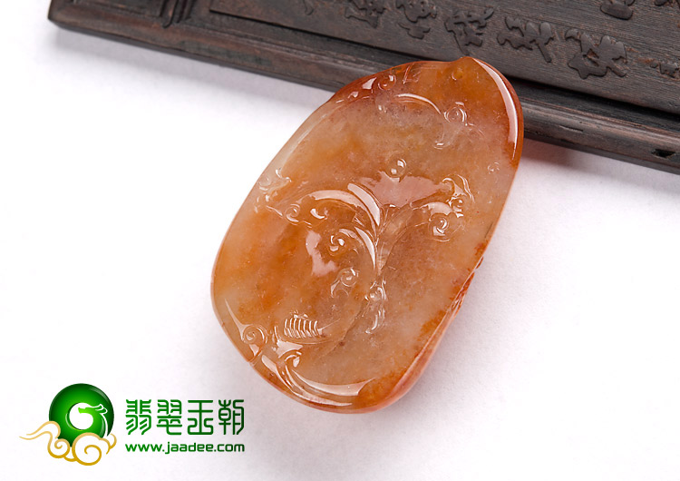 糯冰种红黄翡缅甸翡翠A货鹰头挂件