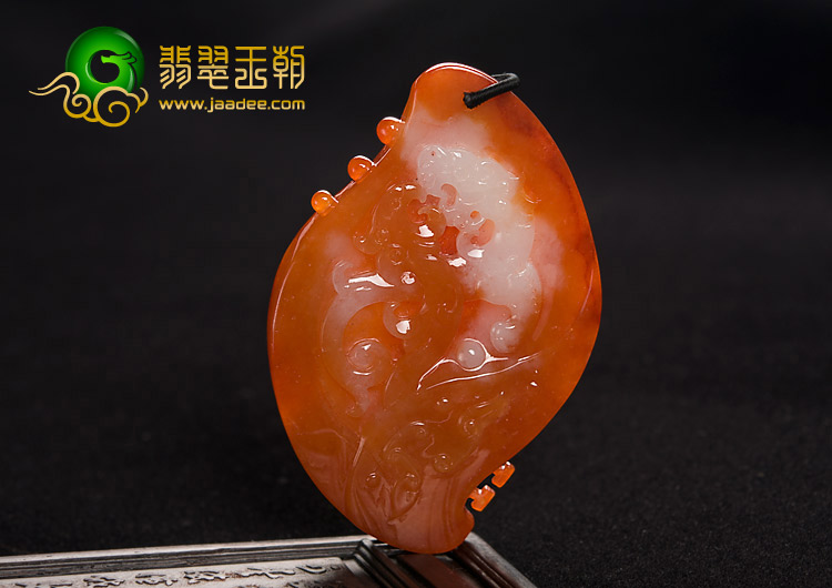糯冰种红黄翡缅甸翡翠A货仿古龙凤呈祥挂件