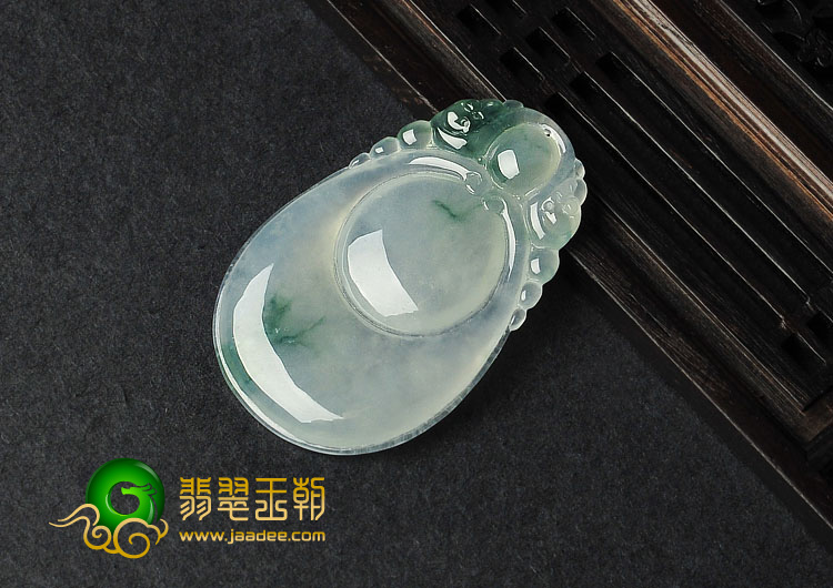 冰种飘花缅甸翡翠A货福在眼前挂件