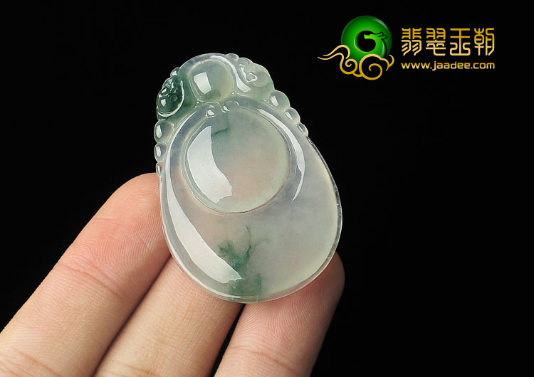 冰种飘花缅甸翡翠A货福在眼前挂件