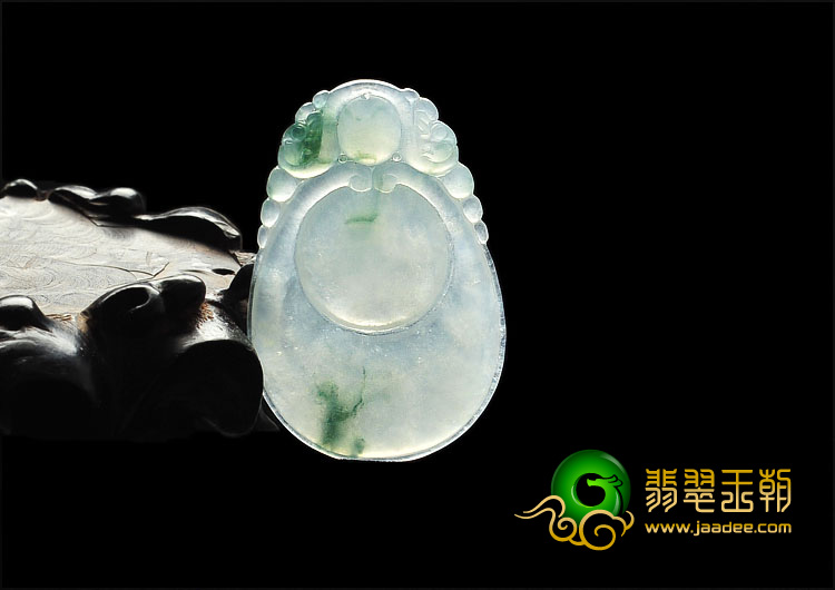 冰种飘花缅甸翡翠A货福在眼前挂件