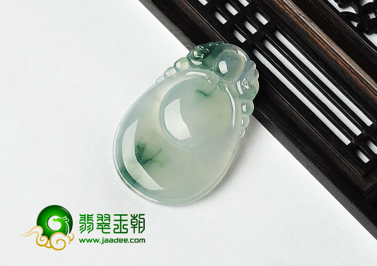 冰种飘花缅甸翡翠A货福在眼前挂件