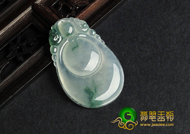 冰种飘花缅甸翡翠A货福在眼前挂件
