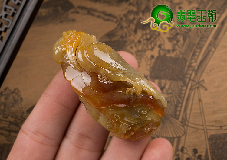 (超值推荐)糯冰种红黄翡缅甸翡翠A货一路连科挂件