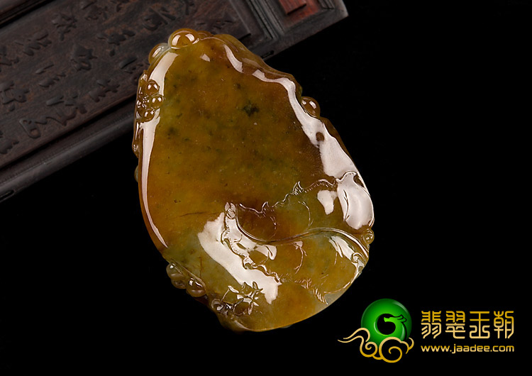 冰种褐翡飘花缅甸翡翠A货大展宏图挂件